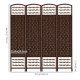 4 Panel Folding Room Divider, Portable Privacy Screen, Wave Fiber Room Partition for Home Office, Brown