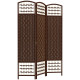 3 Panel Folding Room Divider, Portable Privacy Screen, Wave Fiber Room Partition for Home Office, Brown