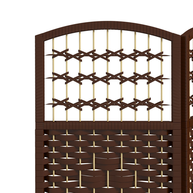 3 Panel Folding Room Divider, Portable Privacy Screen, Wave Fiber Room Partition for Home Office, Brown