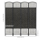 4 Panel Folding Room Divider, Portable Privacy Screen, Wave Fiber Room Partition for Home Office, Black