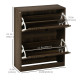 Shoe Storage Cabinet Organizer for 12 Pairs of Shoes with 2 Flip Drawers and Adjustable Shelves, Walnut