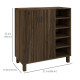 Shoe Storage with Double Doors and Open Shelves 17 Pair Shoe Storage Organizer for Entryway Hallway Walnut