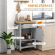 Kitchen Cart on Wheels, Rolling Kitchen Island Cart with Wood Top, Towel Rack, Drawer and Shelf for Dining Area, Grey