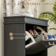 Shoe Storage Cabinet with 2 Flip Drawers and Adjustable Shelves, Narrow Shoe Cabinet for 10 Pairs of Shoes, Black
