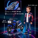 Kids Electric Pedal Motorcycle Ride-On Toy, 6V Battery Powered with Music, Horn & Headlights, Motorbike for Girls & Boys, Blue
