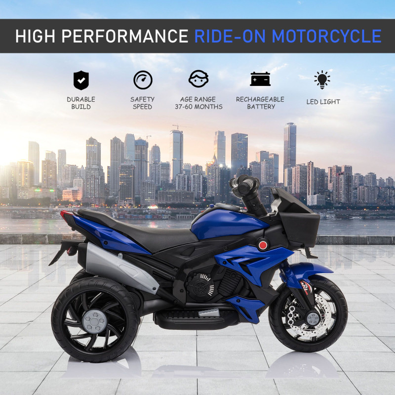 Kids Electric Pedal Motorcycle Ride-On Toy, 6V Battery Powered with Music, Horn & Headlights, Motorbike for Girls & Boys, Blue