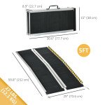5ft Wheelchair Ramp Scooter Mobility Non-Skid PVC Layering Portable Foldable Aluminium