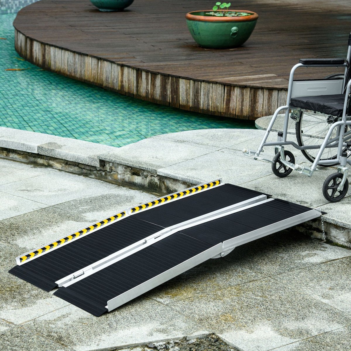 5ft Wheelchair Ramp Scooter Mobility Non-Skid PVC Layering Portable Foldable Aluminium