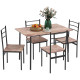 5 Piece Dining Table Set for 4, Space Saving Kitchen Table and 4 Chairs, Rectangle, Steel Frame for Dining Room, Oak