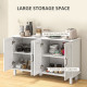 Kitchen Sideboard Cabinet with 4 Barn Doors and 2 Adjustable Shelves, Buffet Table for Living Room, Hallway, White