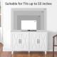 Kitchen Sideboard Cabinet with 4 Barn Doors and 2 Adjustable Shelves, Buffet Table for Living Room, Hallway, White
