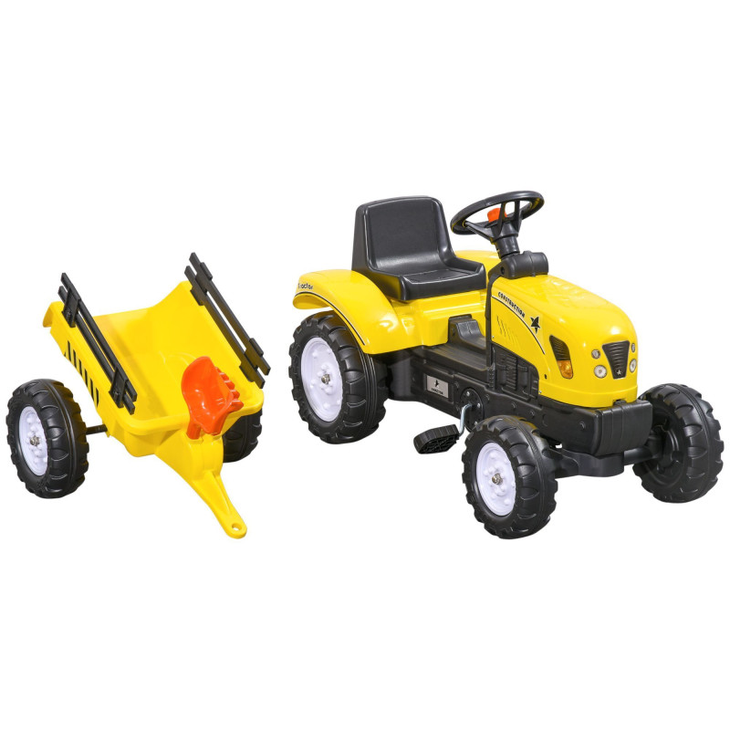 Ride-On Excavator with Back Trailer, Shovel & Rake for Ages 3+