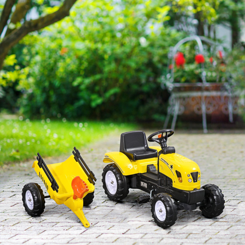 Ride-On Excavator with Back Trailer, Shovel & Rake for Ages 3+