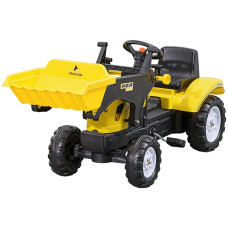 Ride-On Tractor for Kids, Pedal Construction Car with Front Loader Digger for 3-Year-Olds, Yellow