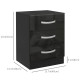 Bedside Table Set of 2, Modern Nightstand with Drawers and High Gloss Fronts, Night Table for Bedroom, Black