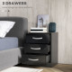 Bedside Table Set of 2, Modern Nightstand with Drawers and High Gloss Fronts, Night Table for Bedroom, Black