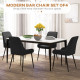 Modern Dining Chairs PU Leather Metal Legs Set of 4 Kitchen Chairs Living Room Quality Design Mid-Class Black