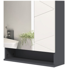 Medicine Cabinet, Wall Mounted Bathroom Mirror Cabinet with Mirrored Door, Adjustable Shelf and Soft Close Mechanism, Light Grey