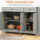 Modern Sideboard Cabinet, Buffet Cabinet with 2 Drawers and Adjustable Shelves, Buffets Tables for Dining Room, Grey