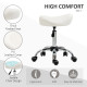 Saddle Stool, Height Adjustable Rolling Salon Chair with PU Leather for Massage, Spa, Clinic, Beauty and Tattoo, White