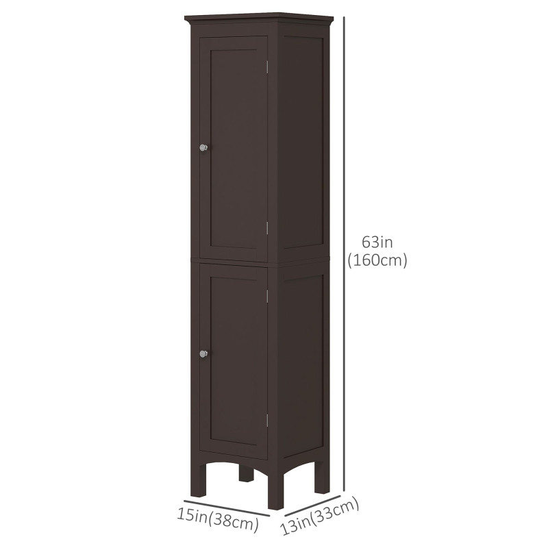 Tall Bathroom Cabinet, Freestanding Storage Organizer with Adjustable Shelves and Cupboards, 15