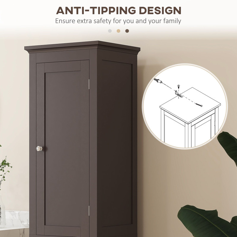 Tall Bathroom Cabinet, Freestanding Storage Organizer with Adjustable Shelves and Cupboards, 15