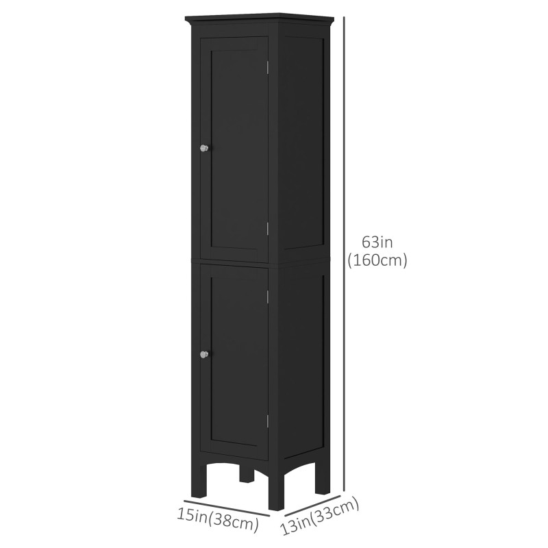Tall Bathroom Cabinet, Freestanding Storage Organizer with Adjustable Shelves and Cupboards, 15