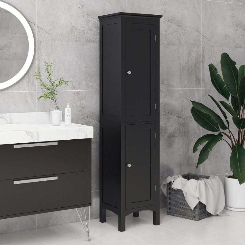 Tall Bathroom Cabinet, Freestanding Storage Organizer with Adjustable Shelves and Cupboards, 15