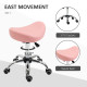 Saddle Stool, Height Adjustable Rolling Salon Chair with PU Leather for Massage, Spa, Clinic, Beauty and Tattoo, Pink