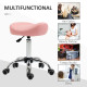 Saddle Stool, Height Adjustable Rolling Salon Chair with PU Leather for Massage, Spa, Clinic, Beauty and Tattoo, Pink