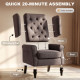 Modern Accent Chairs Button Tufted Armchair, Large Living Room Chair with Wood Legs, Rolled Arms, Thick Padding for Modern Homes, Brown