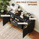 Sideboard Storage Cabinet with 3 Drawers, Adjustable Shelves and Doors, Kitchen Buffet Cabinet for Dining Room, Black