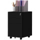 Vertical Steel Filing Cabinet on Wheels, 3-Drawer Lockable File Cabinet with Adjustable Hanging Bar for A4, Legal and Letter Size, for Home Office, Black
