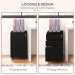 Vertical Steel Filing Cabinet on Wheels, 3-Drawer Lockable File Cabinet with Adjustable Hanging Bar for A4, Legal and Letter Size, for Home Office, Black