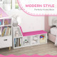 Multi-Purpose Bookshelf with 5 Cubes, 5-Cubby Bookcase with Cushioned Reading Nook and Storage Shelves, Pink