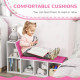 Multi-Purpose Bookshelf with 5 Cubes, 5-Cubby Bookcase with Cushioned Reading Nook and Storage Shelves, Pink