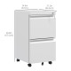 Mobile Vertical Filing Cabinet with Lock, 2-Drawer Steel File Cabinet with Adjustable Hanging Bar for Letter, A4 and Legal Size, White