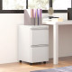 Mobile Vertical Filing Cabinet with Lock, 2-Drawer Steel File Cabinet with Adjustable Hanging Bar for Letter, A4 and Legal Size, White
