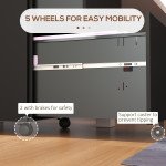 Vertical Steel Filing Cabinet on Wheels, 2-Drawer Lockable File Cabinet with Adjustable Hanging Bar for A4, Legal and Letter Size, Black