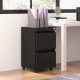 Mobile Vertical Filing Cabinet with Lock, 2-Drawer Steel File Cabinet with Adjustable Hanging Bar for Letter, A4 and Legal Size, Black
