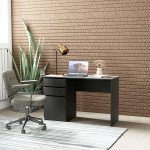 Computer Desk with Storage, PC Table with Drawers and Cabinet for Home Office, Study Room, Black