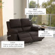 Reclining Loveseat Sofa with Pullback Control Footrest, Leather Manual Recliner for Living Room, Easy Cleaning & Assembly, Brown