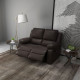 Reclining Loveseat Sofa with Pullback Control Footrest, Leather Manual Recliner for Living Room, Easy Cleaning & Assembly, Brown