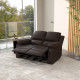 Reclining Loveseat Sofa with Pullback Control Footrest, Leather Manual Recliner for Living Room, Easy Cleaning & Assembly, Brown