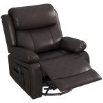 PU Leather Reclining Chair with Vibration Massage Recliner, Swivel Base, Rocking Function, Remote Control, Brown