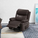 PU Leather Reclining Chair with Vibration Massage Recliner, Swivel Base, Rocking Function, Remote Control, Brown