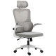 Ergonomic Office Chair, Mesh Computer Desk Chair with Adjustable Headrest, 4D Lumbar Support, Flip-up Arm, Grey