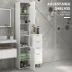 Tall Bathroom Cabinet, High Gloss Storage Cabinet with Doors and Adjustable Shelves, 11.8