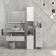 Tall Bathroom Cabinet, High Gloss Storage Cabinet with Doors and Adjustable Shelves, 11.8