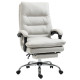 Executive Office Chair with 6-Point Massag, Microfibre Reclining Computer Chair with Footrest, Cream White